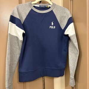POLO RALPH LAUREN SWEATSHIRT-NAVY/WHT/GRAY-SIZE S